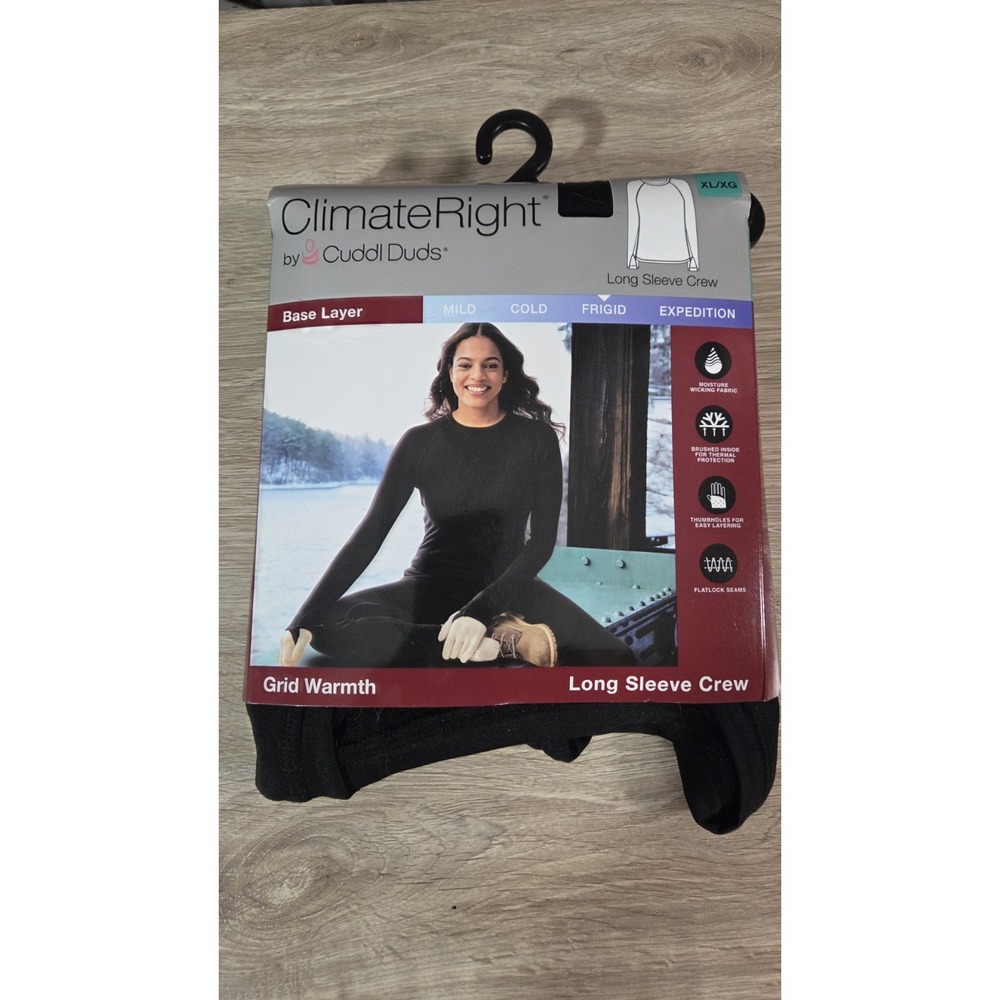 ClimateRight by Cuddl Duds Long Sleeve Crew Grid Warmth XL